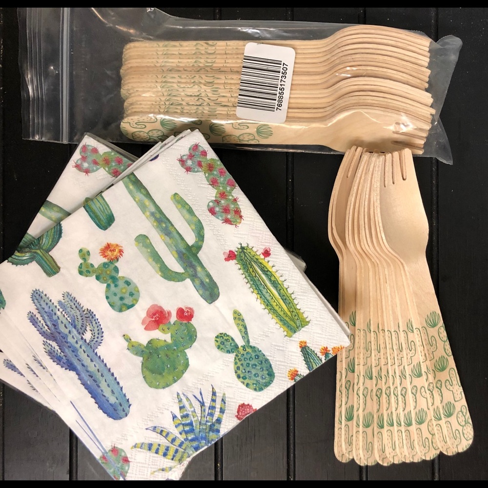 Cactus and Succulent Napkins and Forks